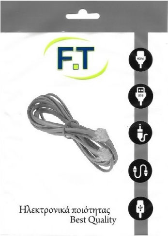Various Flat Τηλεφωνικό Καλώδιο RJ11 6P4C 1.8m Γκρι (FTT16-315)