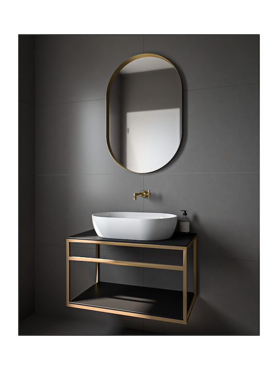 Iron Semi Oval Badezimmerspiegel 60x90cm Silber