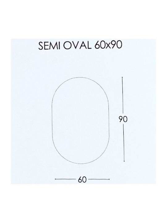 Iron Semi Oval Badezimmerspiegel 60x90cm Silber