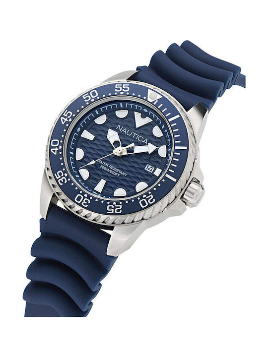 Nautica Men's Watch Battery with Blue Rubber Strap
