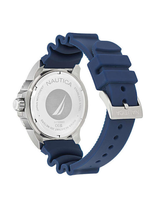 Nautica Men's Watch Battery with Blue Rubber Strap