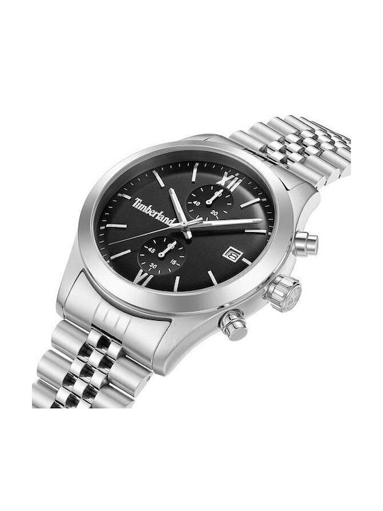 Timberland Herrenuhr 44mm Chronograph Batterie mit Silber Metall-Armband