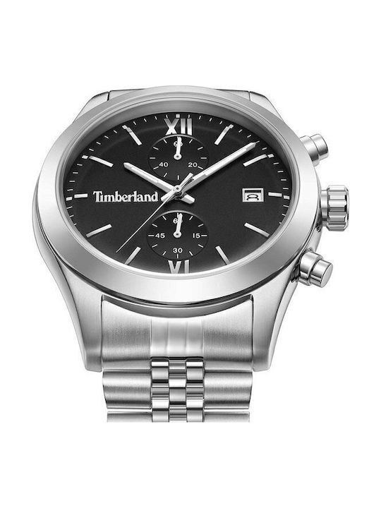 Timberland Herrenuhr 44mm Chronograph Batterie mit Silber Metall-Armband