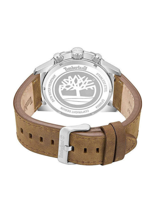 Timberland Campton Ανδρικό Ρολόι Χρονογράφος Μπαταρίας με Καφέ Δερμάτινο Λουράκι