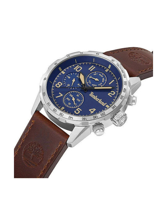 Timberland Campton Ανδρικό Ρολόι Μπαταρίας με Καφέ Δερμάτινο Λουράκι