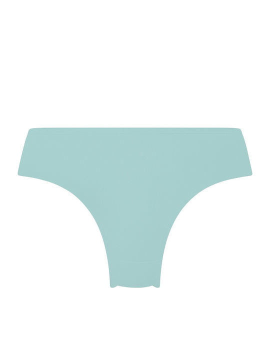 Invisible Γυναικείο Brazil χωρίς Ραφές με Δαντέλα Eggshell Blue