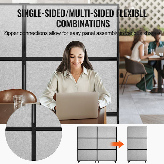 Vevor Acoustic Room Divider Partition Panel Screen Privacy 2 Pack Ανοιχτό Γκρι