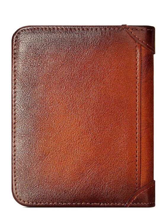 Leather Men's Wallet Classic with RFID Tabac Brown