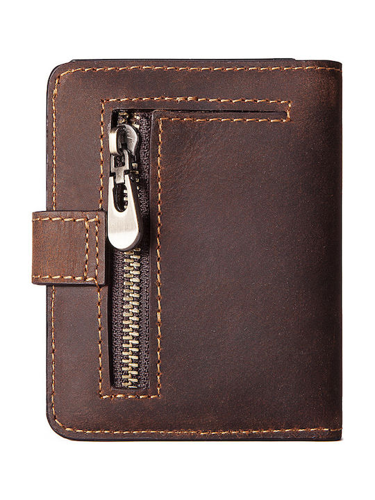 Leather Men's Wallet Classic with RFID and Slide Mechanism Brown