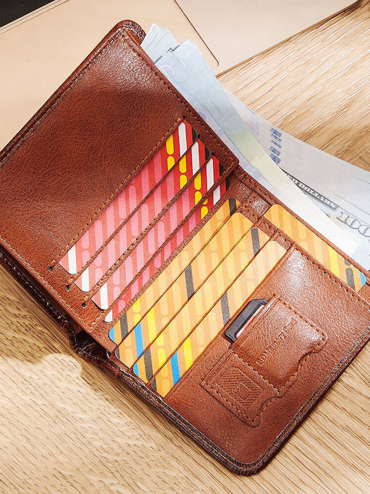 Leather Men's Wallet Classic with RFID Tabac Brown
