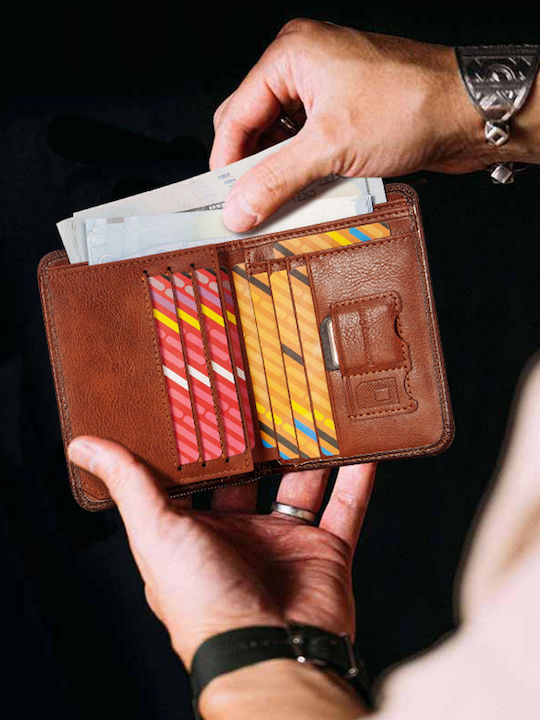 Leather Men's Wallet Classic with RFID Tabac Brown