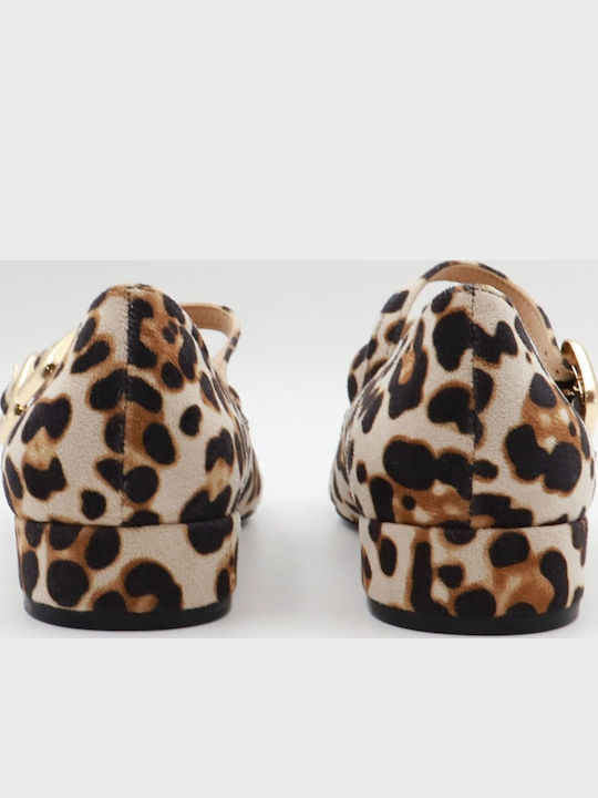 Brown Heels with Strap Animal Print