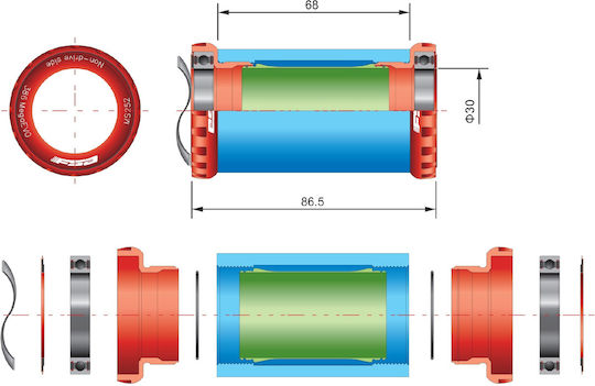 Μεσαια Τριβη Fsa Road Evo386 English Thread 68mm Evo8681