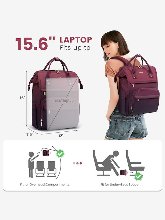 Lovevook Waterproof Backpack Backpack for 15.6" Laptop Burgundy MB2197