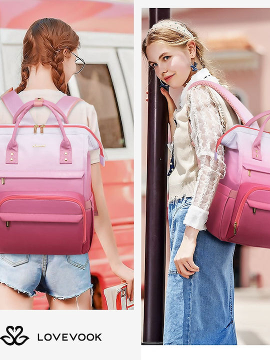 Lovevook Wasserdicht Tasche Rucksack für Laptop 15.6" Beige/Pink MB2197