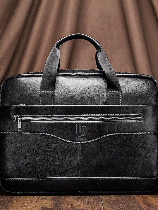 Leather Men's Bag Handbag Black