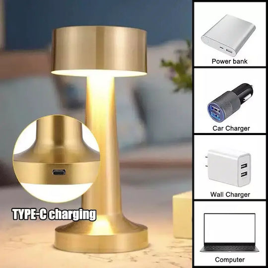 Table Lamp LED with Gold Shade and Base