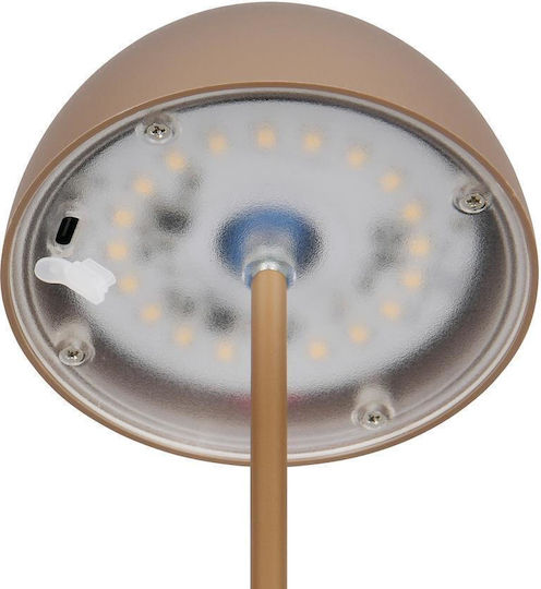 Trio Lighting Kunststoff Tischlampe LED mit Braun Schirm und Basis