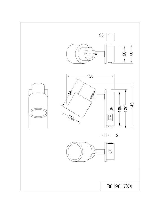 Trio Lighting Μονό Σποτ σε Μαύρο Χρώμα