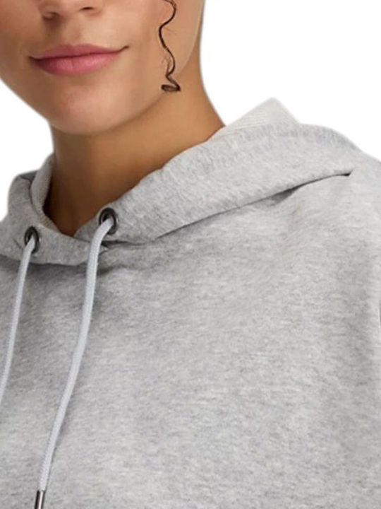 Women's Crop Top Cotton Long Sleeve with Hood Gray
