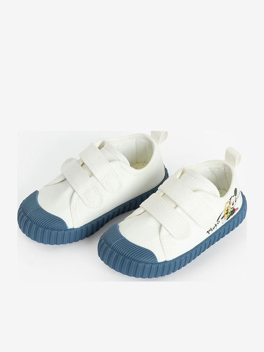 Mickey Mouse Friends Disney Kids Sneakers with Scratch White