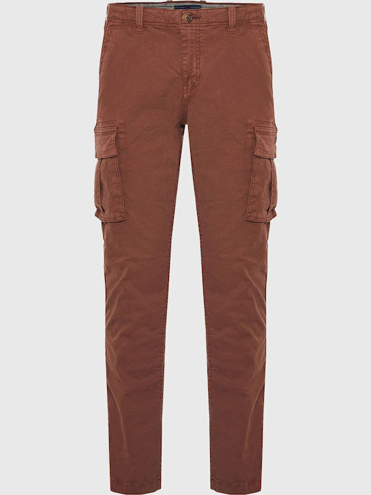 Trousers Cargo Elastic in Regular Fit Brown
