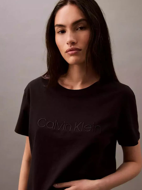 Calvin Klein Χειμερινή Γυναικεία Μπλούζα Πιτζάμας Μαύρη