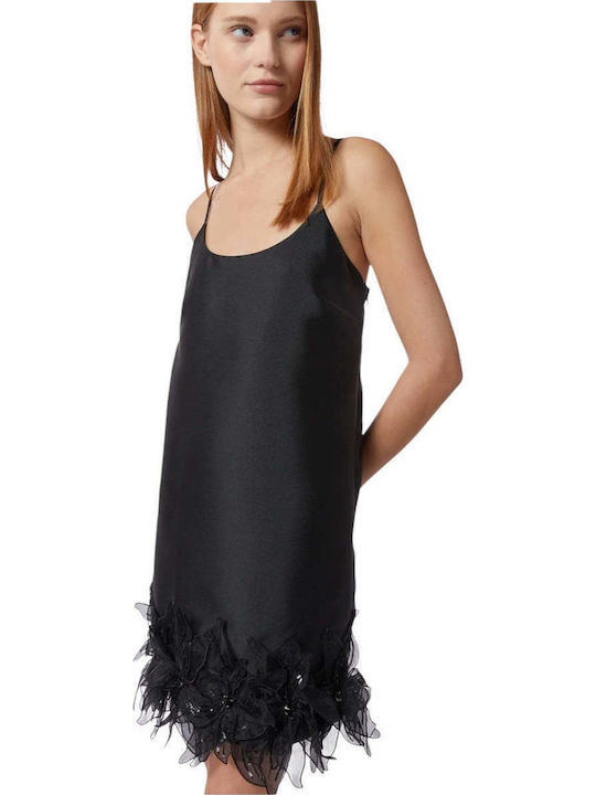 Summer Mini Evening Satin Black Dress