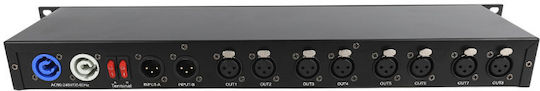 Light4me Xsplit 2x4 DMX Signal Distributor Splitter 8-Channel 19” 1U Rack Two Operation Modes DMX Splitter Dual Operation 1x8 or 2x4