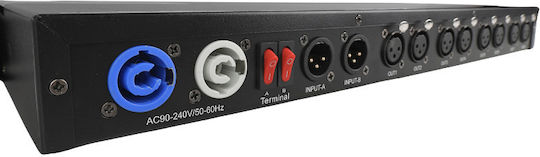 Light4me Xsplit 2x4 DMX Signal Distributor Splitter 8-Channel 19” 1U Rack Two Operation Modes DMX Splitter Dual Operation 1x8 or 2x4