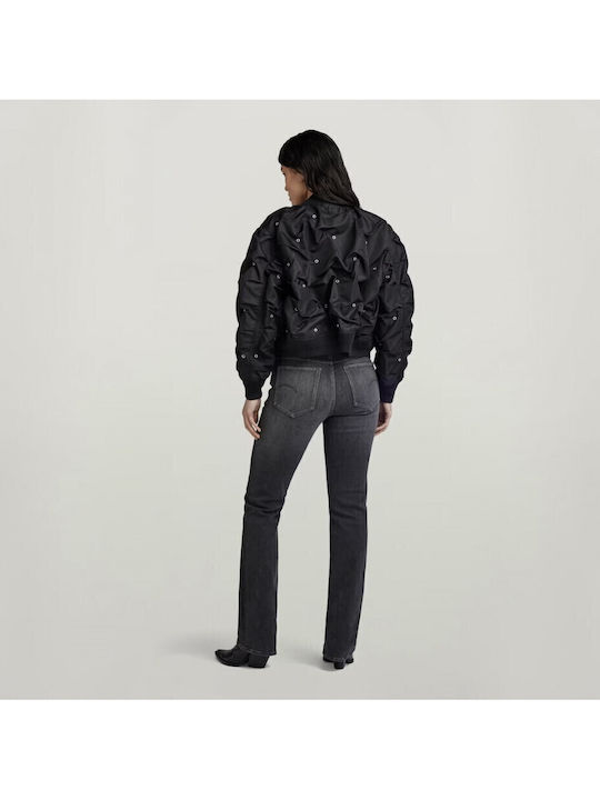 Crop Γυναικείο Bomber Jacket Μαύρο