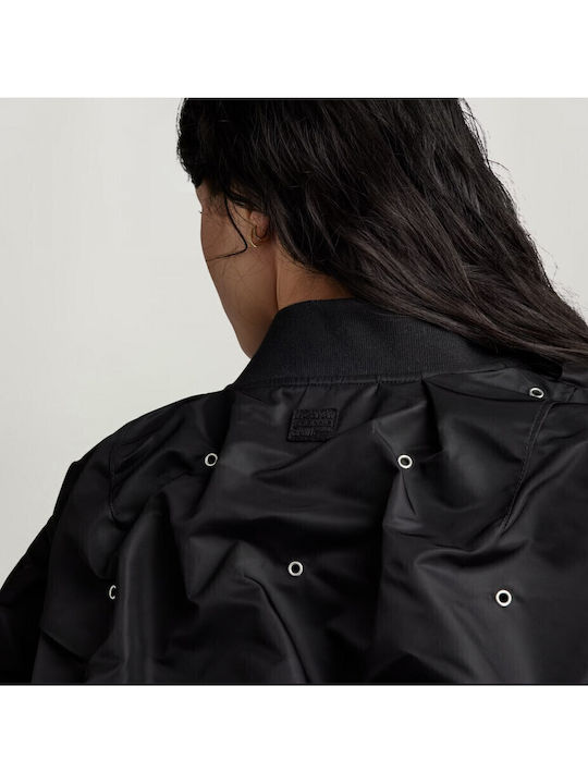 Crop Γυναικείο Bomber Jacket Μαύρο