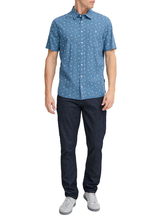 Short-sleeved Cotton Shirt Blue