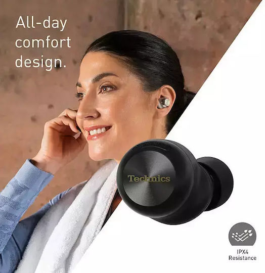 Technics EAH-AZ100 In-ear Bluetooth Handsfree Earphones with Sweat Resistance and Charging Case Black