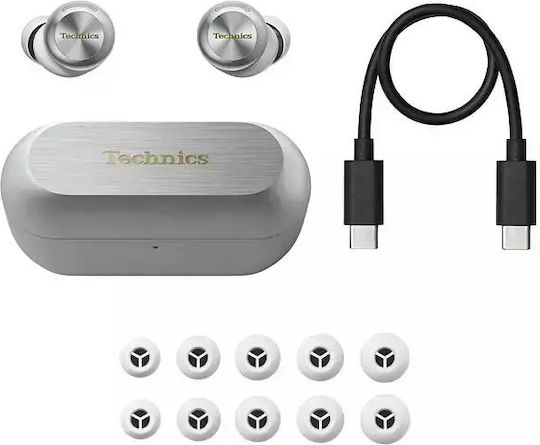 Technics EAH-AZ100 In-Ear Bluetooth-Freisprecheinrichtung Kopfhörer mit Schweißresistenz und Ladeetui Silber