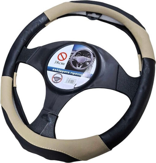 Auto-Lenkradabdeckung Leder Beige mit Beige Naht
