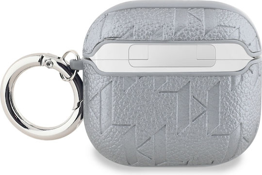 Karl Lagerfeld Karl Head Case Leather / Plastic / Synthetic Leather in Silver color for Apple AirPods 4