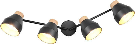 Trio Lighting Σποτ με 4 Φώτα σε Μαύρο Χρώμα