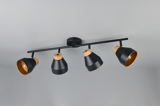 Trio Lighting Σποτ με 4 Φώτα σε Μαύρο Χρώμα