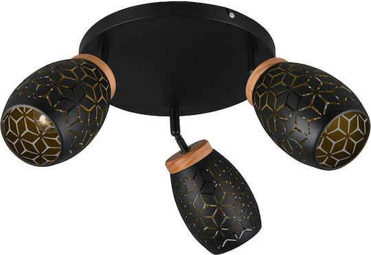 Trio Lighting Dreifach Spot in Schwarz Farbe