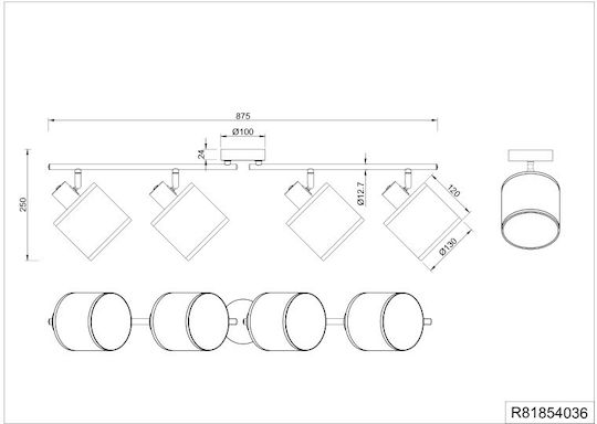 Trio Lighting Spot cu 4 Lumini în Culoare Negru Trio Lighting Spot cu 4 Lumini în Culoare Negru