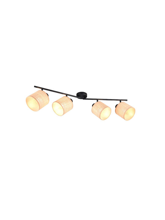 Trio Lighting Σποτ με 4 Φώτα σε Μαύρο Χρώμα