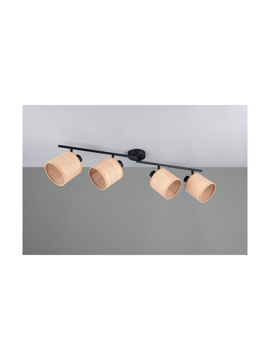 Trio Lighting Σποτ με 4 Φώτα σε Μαύρο Χρώμα