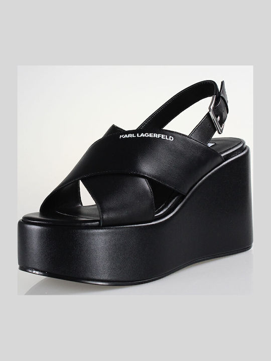 Women's Leather Platform Shoes Black