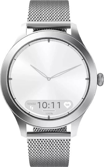 MaxCom FW44 2 Stainless Steel 46mm Smartwatch με SIM και Παλμογράφο (Ασημί)