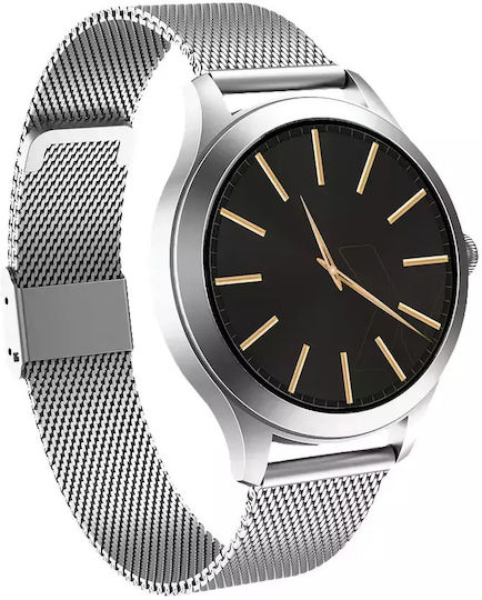 MaxCom FW44 2 Stainless Steel 46mm Smartwatch με SIM και Παλμογράφο (Ασημί)