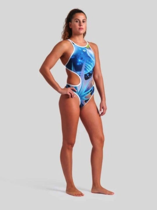 Arena One Tech Back 008835-150 Women's One Piece Competition Swimsuit Blue