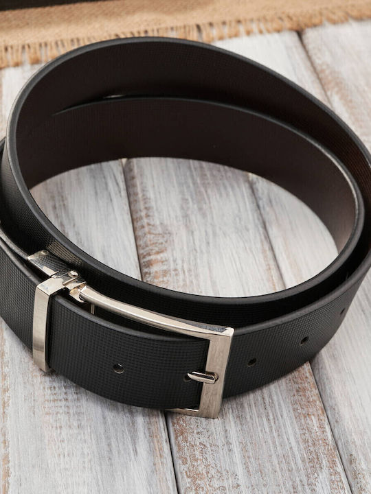 Herren Gürtel Leder Beidseitig Schwarz