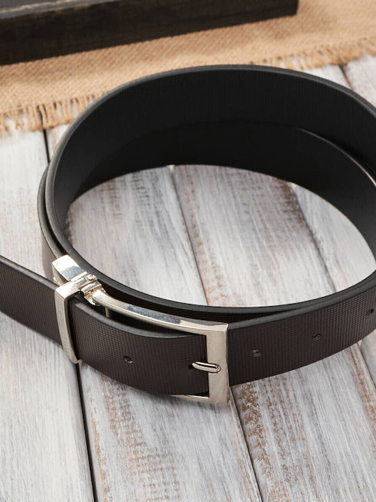 Herren Gürtel Leder Beidseitig Schwarz