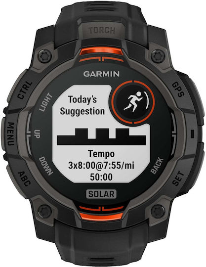 Garmin Instinct 3 Solar Aluminium 45mm Waterproof Smartwatch with Heart Rate Monitor (Black with Black Band)